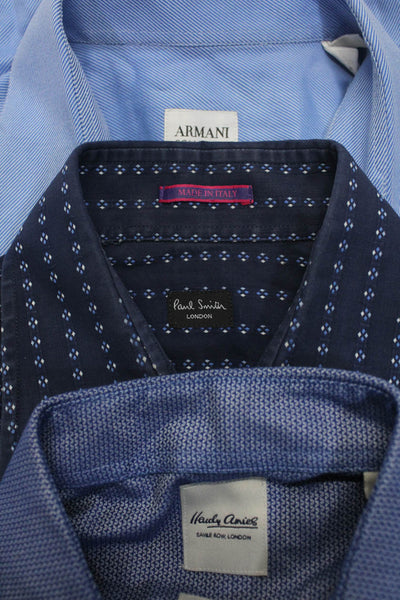 Armani Collezioni Paul Smith Mens Button Front Shirts Blue Size 15 15.5 17 Lot 3