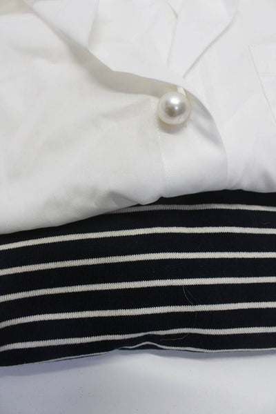 Zara Womens White Cotton Long Sleeve Button Down Blouse Top Size S M Lot 2