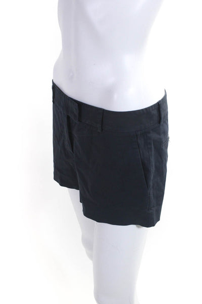 Theory Womens Flat Front Chino Shorts Navy Blue Cotton Size 6