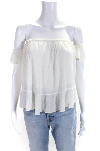 Misa Womens Off The Shoulder Short Sleeves Blouse White Size Extra Small
