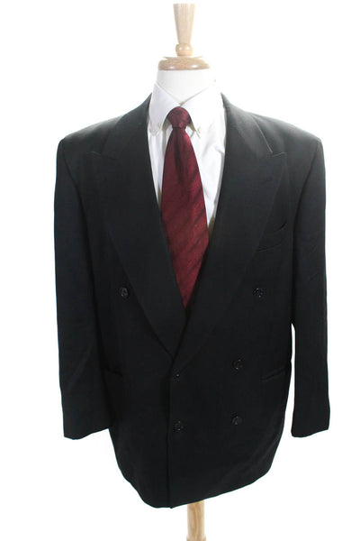 Dei Giovani Mens Black Wool Pinstriped Double Breasted Long Sleeve Blazer Size54