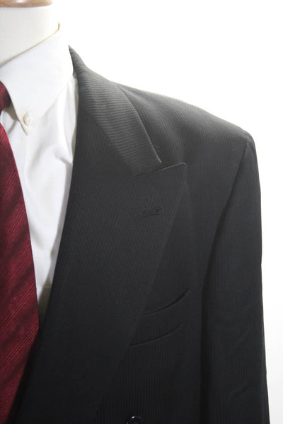 Dei Giovani Mens Black Wool Pinstriped Double Breasted Long Sleeve Blazer Size54