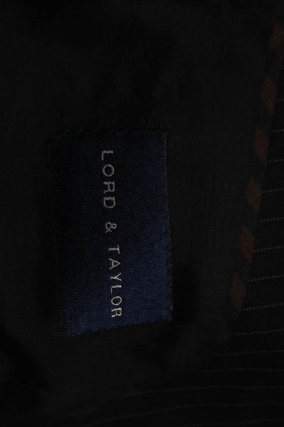 Black Brown 1826 Mens Black Wool Pinstripe Two Button Long Sleeve Blazer Size42L