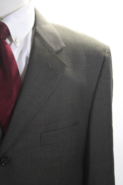 Pavone Mens Brown Wool Textured Three Button Long Sleeve Blazer Size 42R