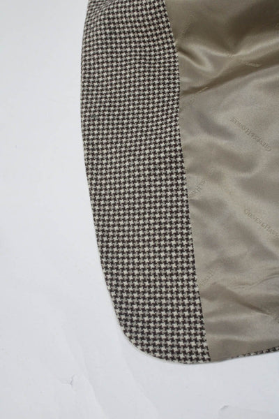 Gieves & Hawkes Mens Brown Textured Print Wool Three Button Blazer Size 54R