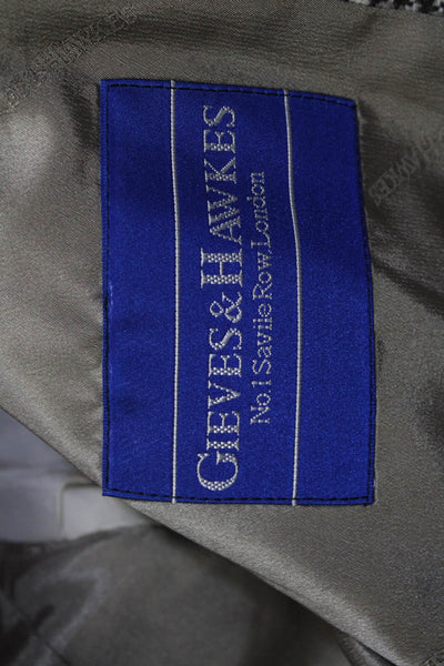 Gieves & Hawkes Mens Brown Textured Print Wool Three Button Blazer Size 54R