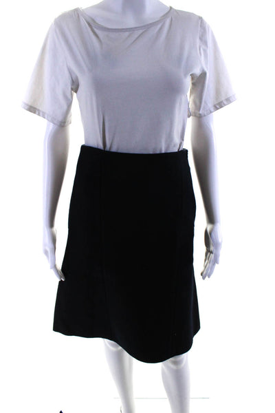COS Womens Side Zip Knee Length Knit Pencil Skirt Navy Blue Wool Size 4
