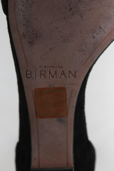 Alexandre Birman Womens Low Heel Ankle Strap Sandals Black Suede Size 35 5