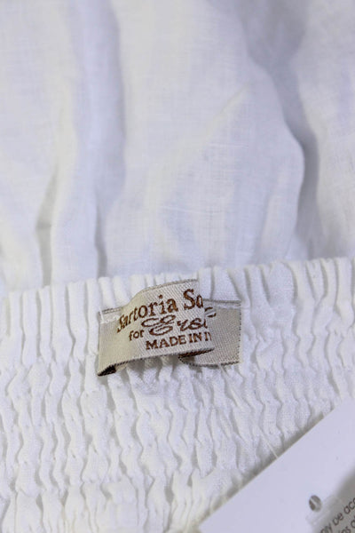 Sartoria Saracena Womens Smocked Strapless Romper White Linen Size Extra Small