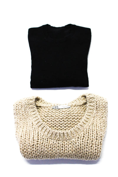 Zara Everlane Womens Sweaters Gold Black Size Small Extra Small Lot 2
