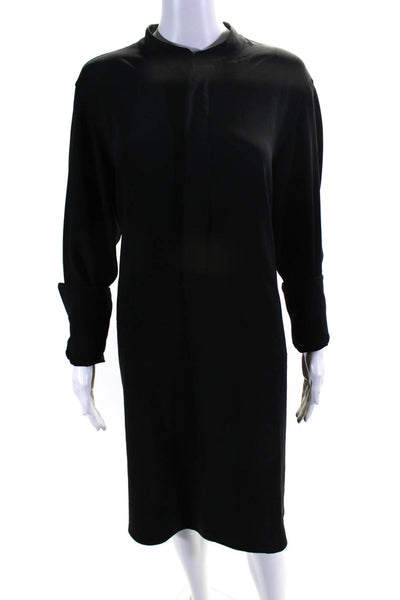 Polo Ralph Lauren Womens Crepe 1/2 Button Up Shirt Midi Dress Black Size 12