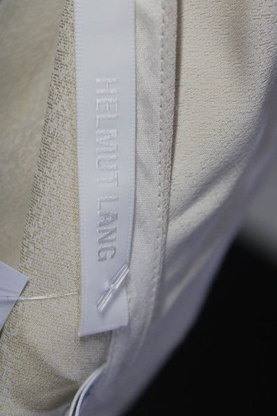 Helmut Lang Womens Tassel Trim Cold Shoulder Short Sleeve Wrap Top Beige Size L