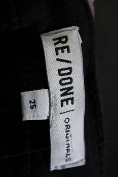 Re/Done Womens Cotton Denim Mid-Rise Straight Leg Jeans Pants Jet Black Size 25