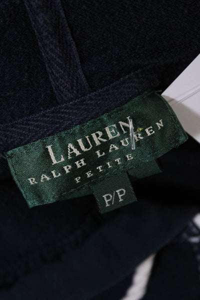 Lauren Ralph Lauren Womens Cotton Full Zip Drawstring Hoodie Navy Blue Size PP