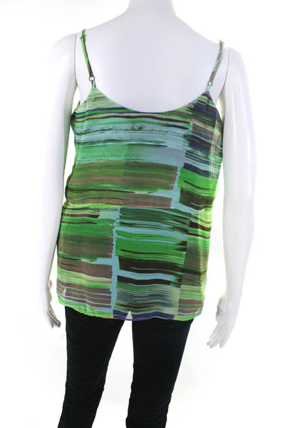 Cabi Womens Abstract Print V-Neck Spaghetti Strap Camisole Top Green Size XS