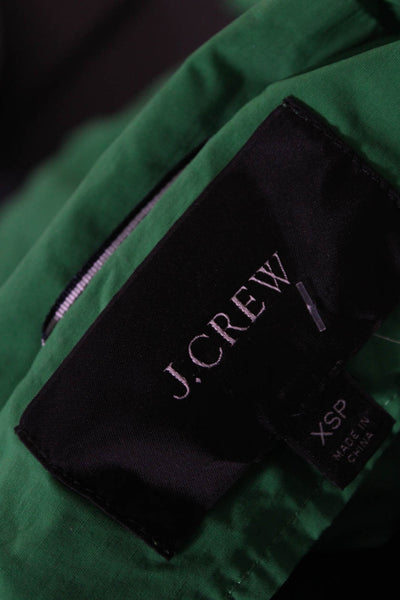 J Crew Womens Cotton Long Sleeve Full Zip Hooded Anorak Jacket Green Size PXS