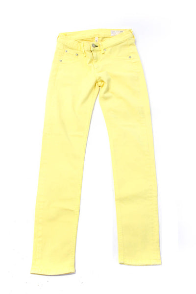 Rag & Bone Jean Womens Zipper Fly Mid Rise Capri Jeans Yellow Cotton Size 25