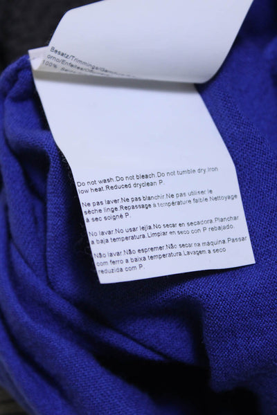 Boss Hugo Boss Womens Short Sleeve Crew Neck Ruffled Knit Shirt Blue Size XS