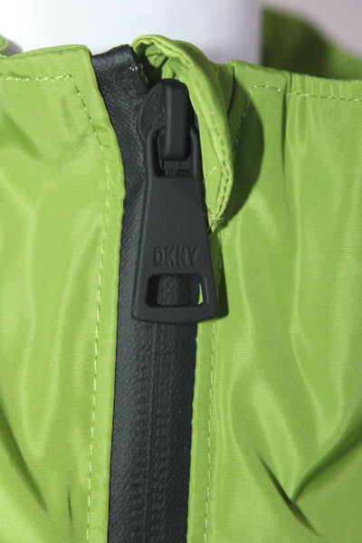 DKNY Womens Front Zip Mock Neck Light Jacket Kiwi Green Black Size Medium