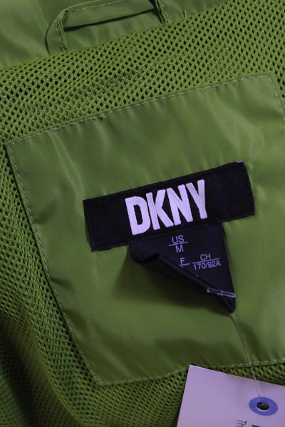 DKNY Womens Front Zip Mock Neck Light Jacket Kiwi Green Black Size Medium