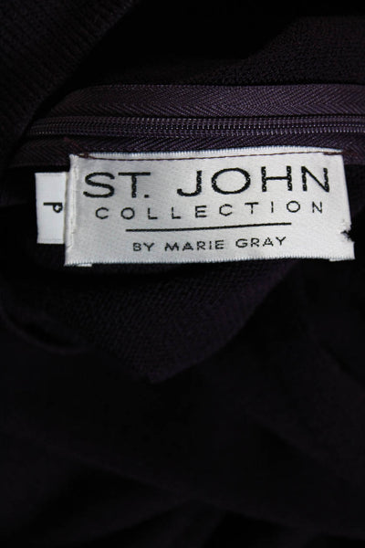 St. John Collection By Marie Gray Womens Santana Knit Sweater Purple Wool Petite