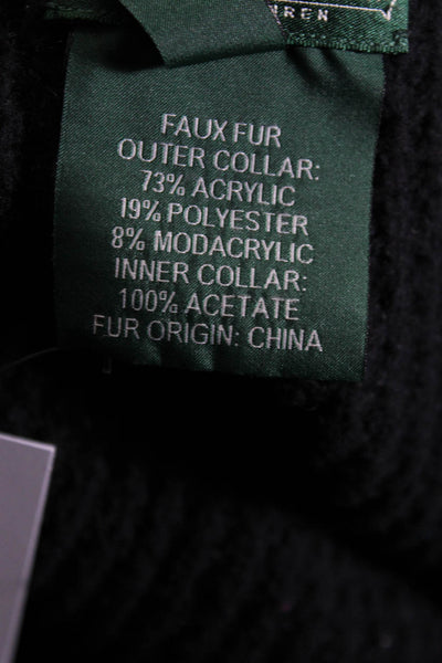 Lauren Jeans Company Womens Open Front Long Cardigan Sweater Black Cotton Large