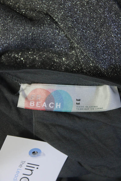 FP Beach Women's Metallic Scoop Neck Gathered A-line Dress Silver Size M
