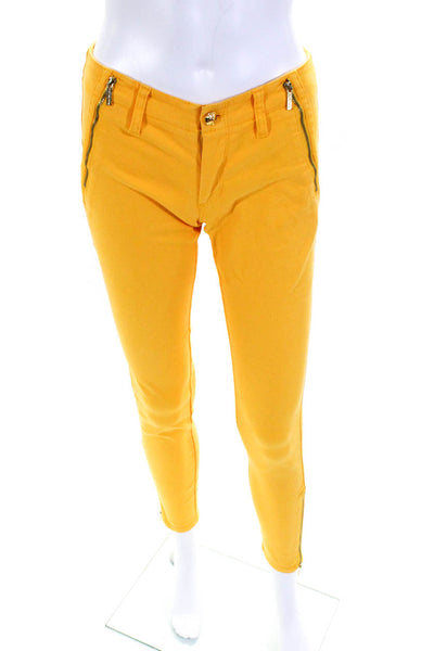 Michael Michael Kors Womens Zipper Ankle Jeans Yellow Cotton Size 0
