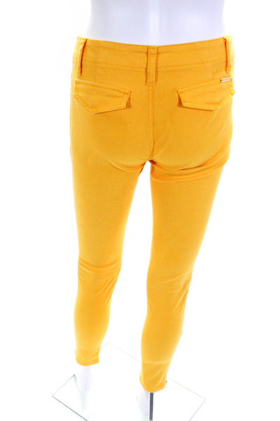 Michael Michael Kors Womens Zipper Ankle Jeans Yellow Cotton Size 0