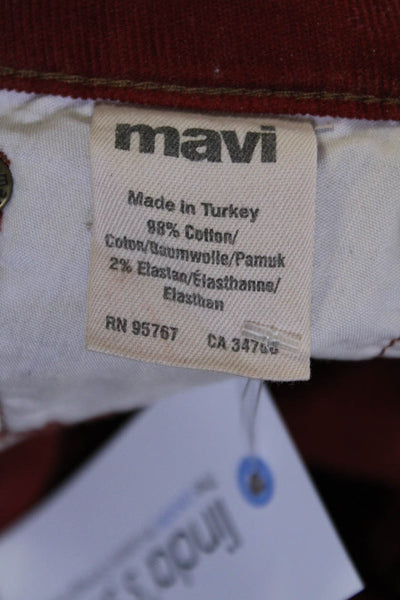 Mavi Jeans Womens Corduroy Skinny Leg Lindy Pants Red Cotton Size 25