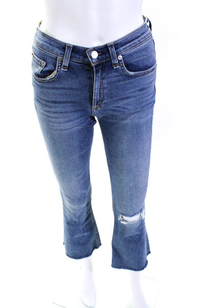 Rag & Bone Women's  Five Pockets Distress Medium Wash Flare Leg Pant Size 25