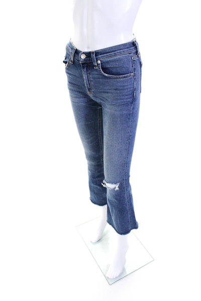 Rag & Bone Women's  Five Pockets Distress Medium Wash Flare Leg Pant Size 25