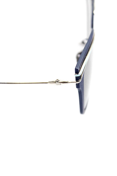 Christian Dior Womens Round Sunglasses Blue Silver Tone White Metal Plastic