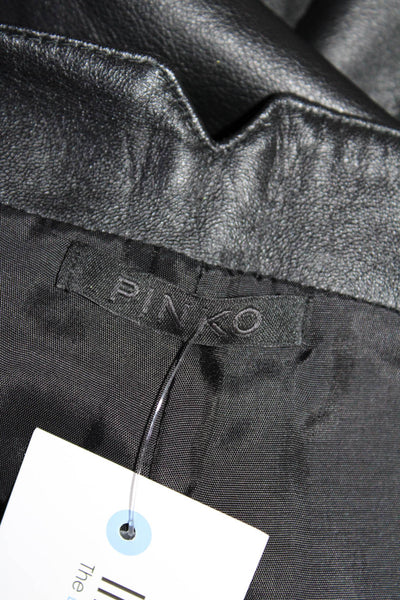 Pinko Womens Lined Lamb Leather Mini Circle Skater Skirt Black Size IT 42