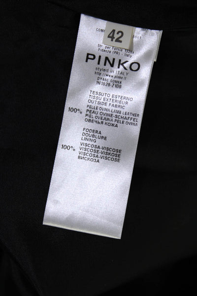 Pinko Womens Lined Lamb Leather Mini Circle Skater Skirt Black Size IT 42