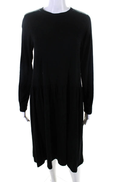 Eileen Fisher Womens Long Sleeves A Line Dress Black Size Extra Extra Small