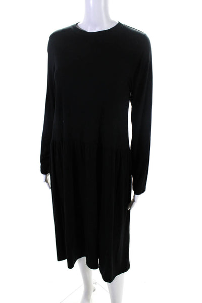 Eileen Fisher Womens Long Sleeves A Line Dress Black Size Extra Extra Small