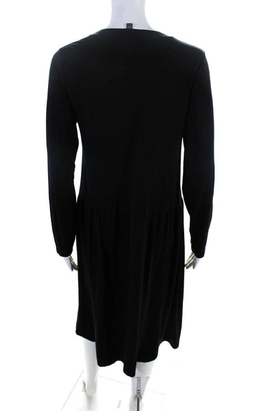 Eileen Fisher Womens Long Sleeves A Line Dress Black Size Extra Extra Small