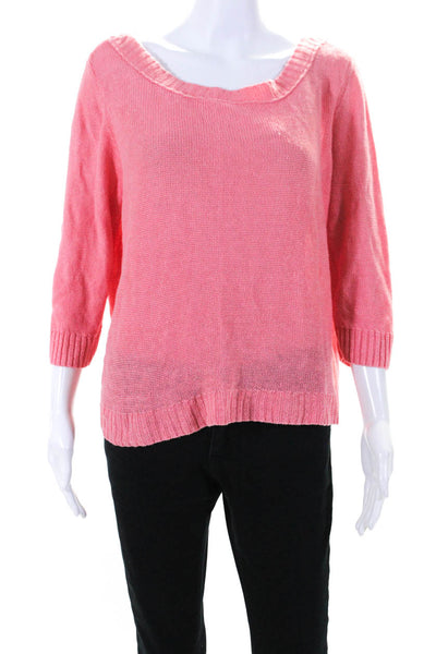 Eileen Fisher Womens Linen Long Sleeves Sweater Pink Size Extra Large