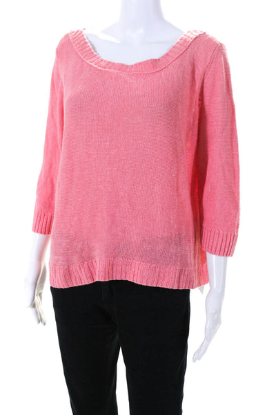 Eileen Fisher Womens Linen Long Sleeves Sweater Pink Size Extra Large