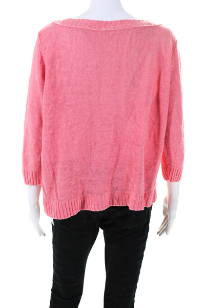 Eileen Fisher Womens Linen Long Sleeves Sweater Pink Size Extra Large