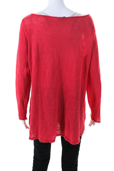 Eileen Fisher Womens Linen Long Sleeves Pullover  Sweater Pink Size Extra Large