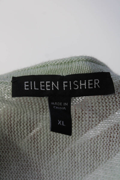 Eileen Fisher Womens Linen Short Sleeves Sweater Mint Green Size Extra Large