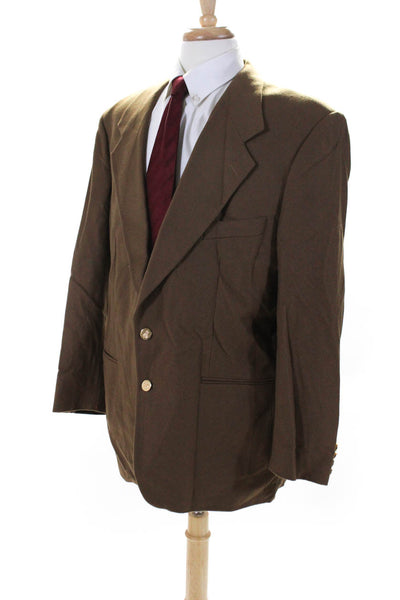 Buccinelli Studio Mens Brown Wool Cashmere Two Button Long Sleeve Blazer Size 46