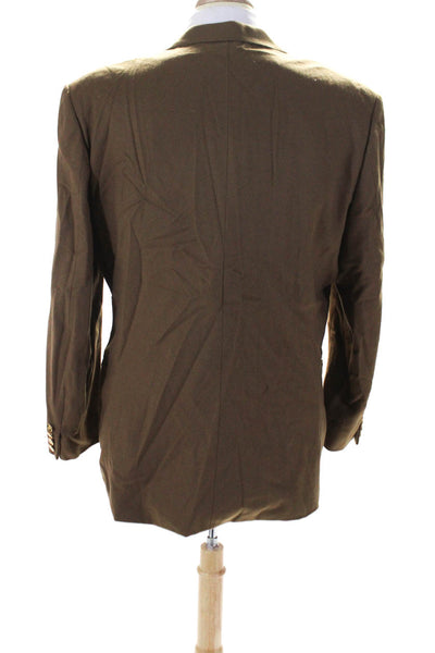 Buccinelli Studio Mens Brown Wool Cashmere Two Button Long Sleeve Blazer Size 46