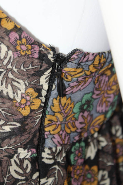 Rinascimento Womens Multicolor Floral Ruffle Fringe Edge A-line Dress Size S