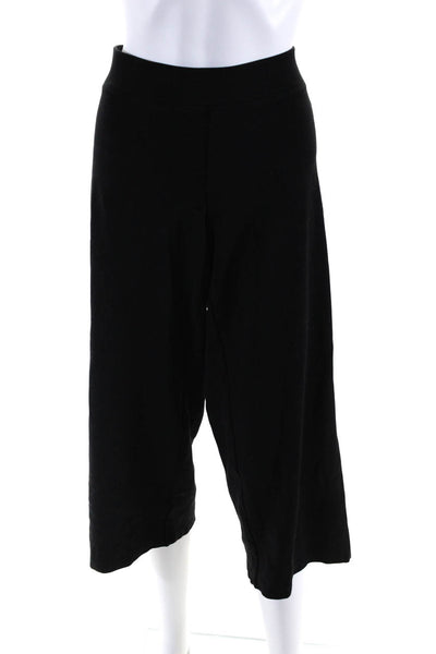 Eileen Fisher Womens Elastic Waist Cropped Wide Leg Yoga Pants Black Size M