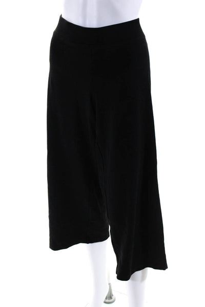 Eileen Fisher Womens Elastic Waist Cropped Wide Leg Yoga Pants Black Size M