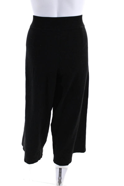 Eileen Fisher Womens Elastic Waist Cropped Wide Leg Yoga Pants Black Size M