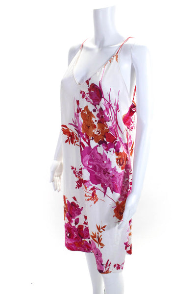 Natori Womens Floral Spaghetti Strap Pullover A-Line Slip Dress White Size L